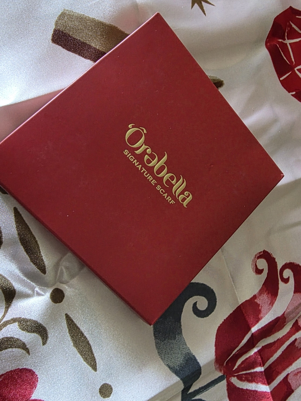 Orabella Signature Scarf Gift Box in Red and Gold